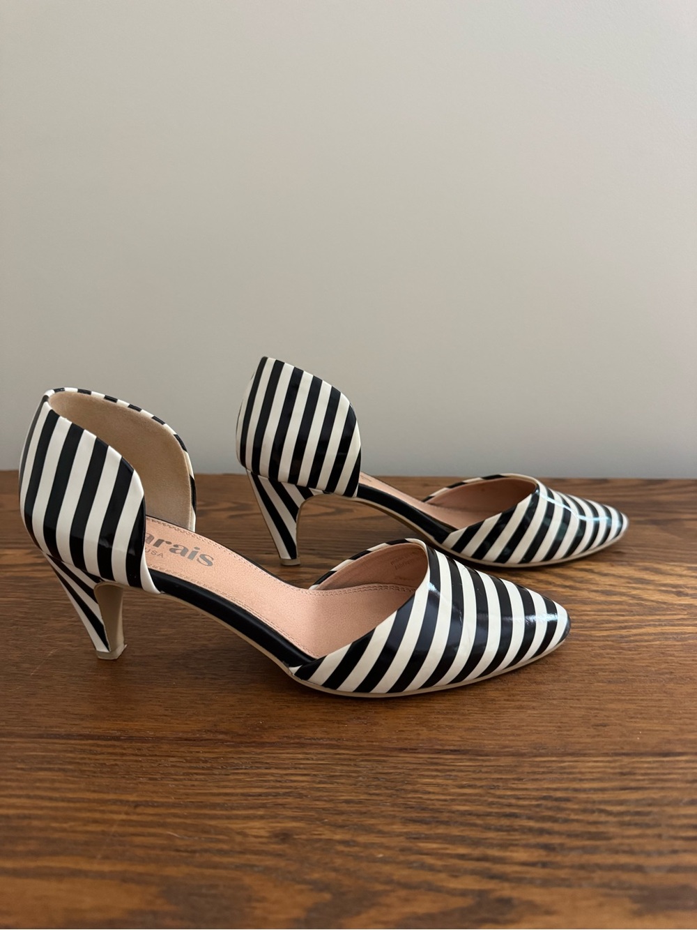 Marais Striped Black & White D'Orsay Pumps